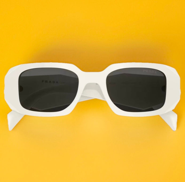White Frame Prada Acetate Sunglasses