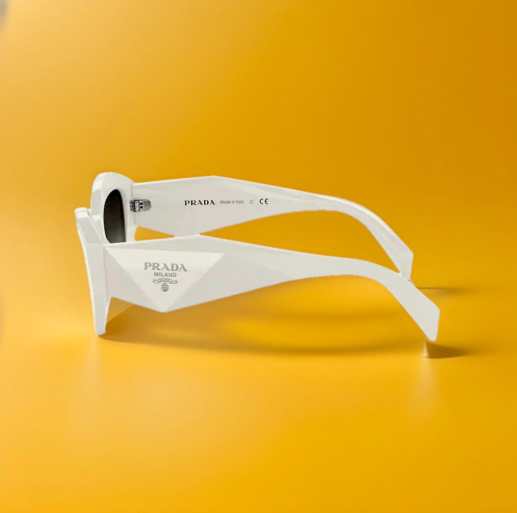 White Frame Prada Acetate Sunglasses