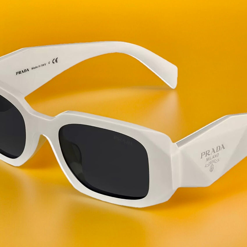 White Frame Prada Acetate Sunglasses