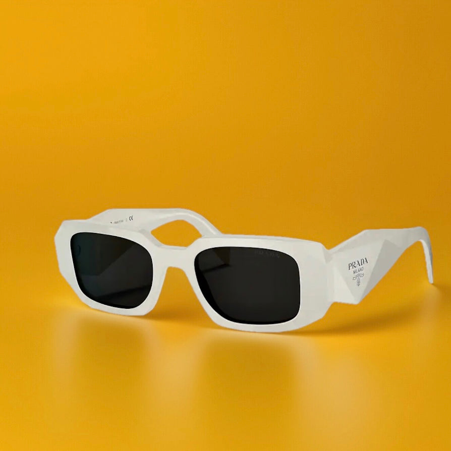 White Frame Prada Acetate Sunglasses